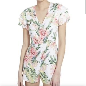 ALICE AND OLIVIA Macall Ruffle Short Sleeve Romper